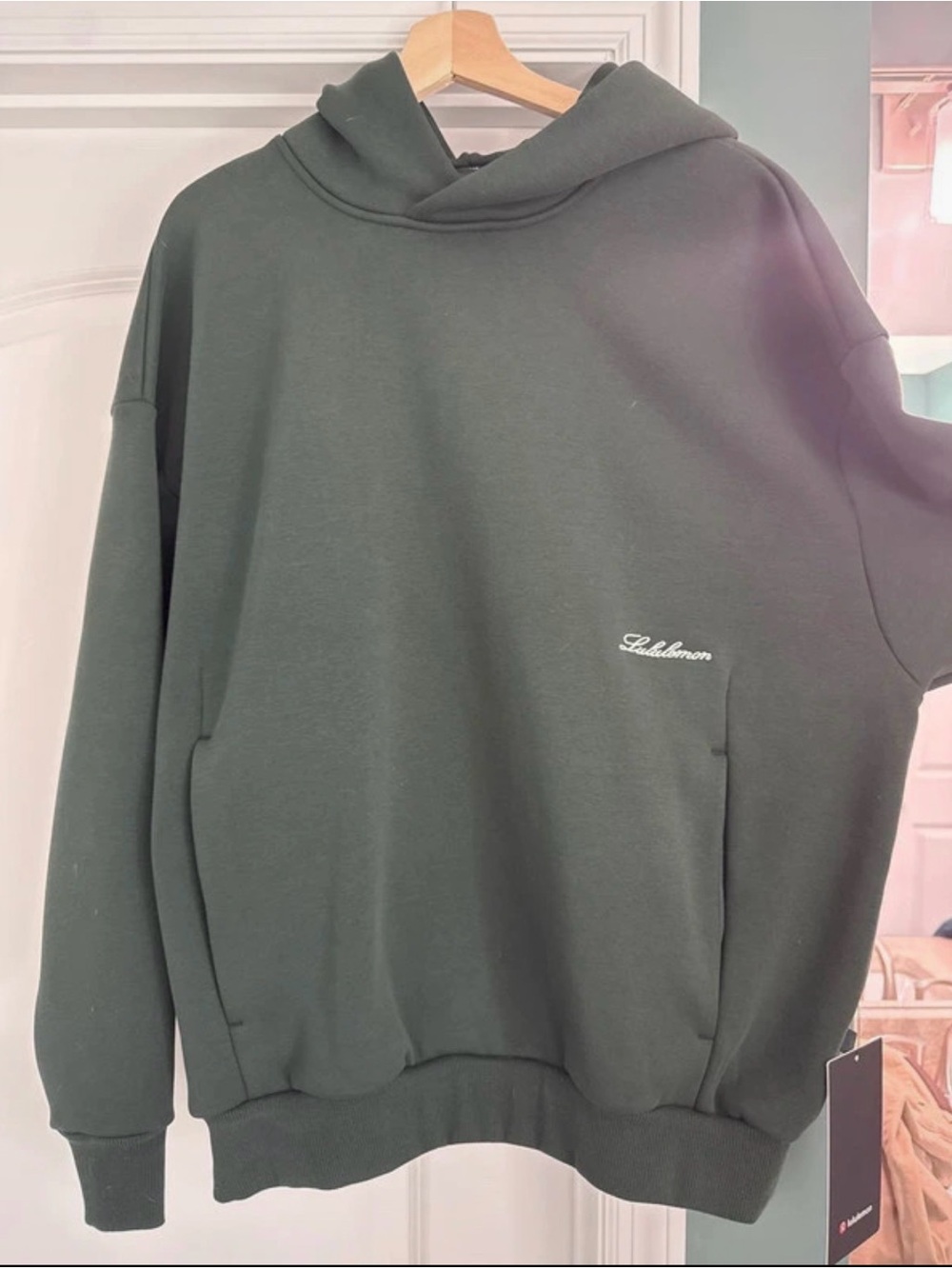 lululemon athletica Men's Forest Green Hoodie - Small Script Logo